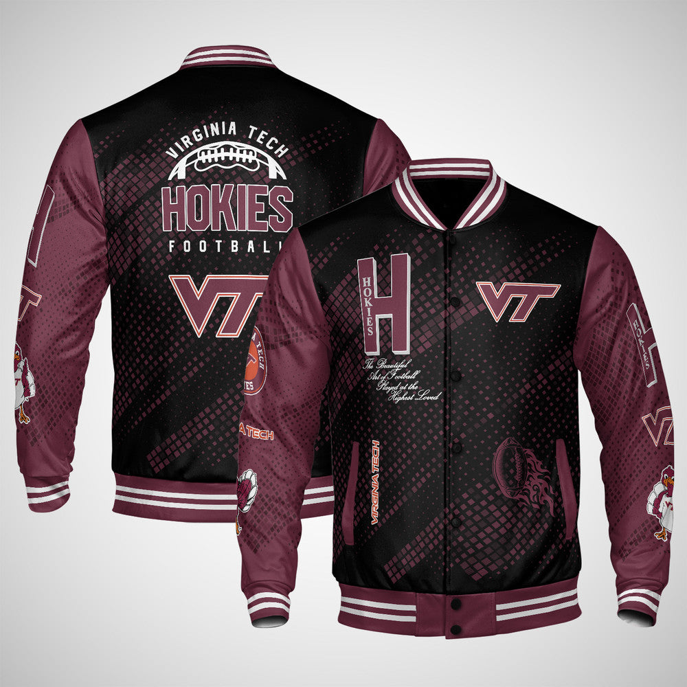 Virginia Tech Hokies , Ncaa Pattern Baseball Jacket, Varsity Jacket V12