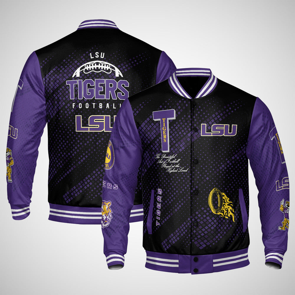Lsu Tigers , Ncaa Pattern Baseball Jacket, Varsity Jacket V12