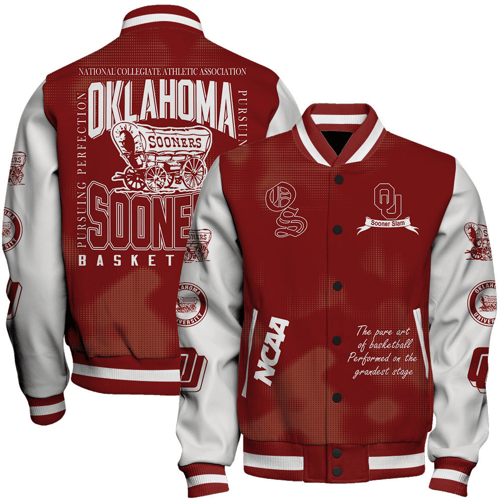 Oklahoma Sooners Ncaa Basketball Sooner Slam 3D Unisex Varsity Jacket