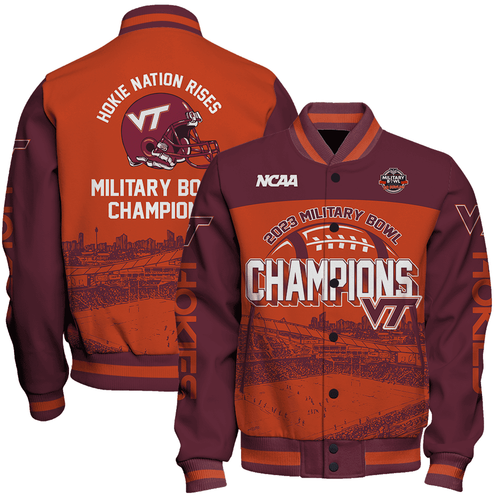 Virginia Tech Hokies Ncaa Hokie Nation Rises Military Bowl Varsity Jacket