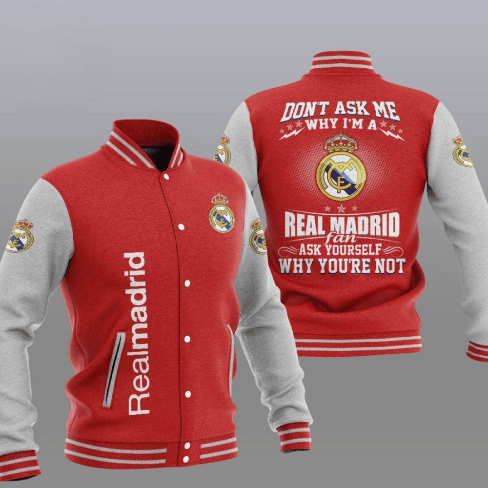 Real Madrid Red Dont Ask Me Varsity Jacket