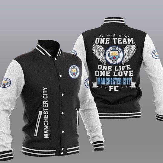 Manchester City Black One Team One Life One Love Varsity Jacket