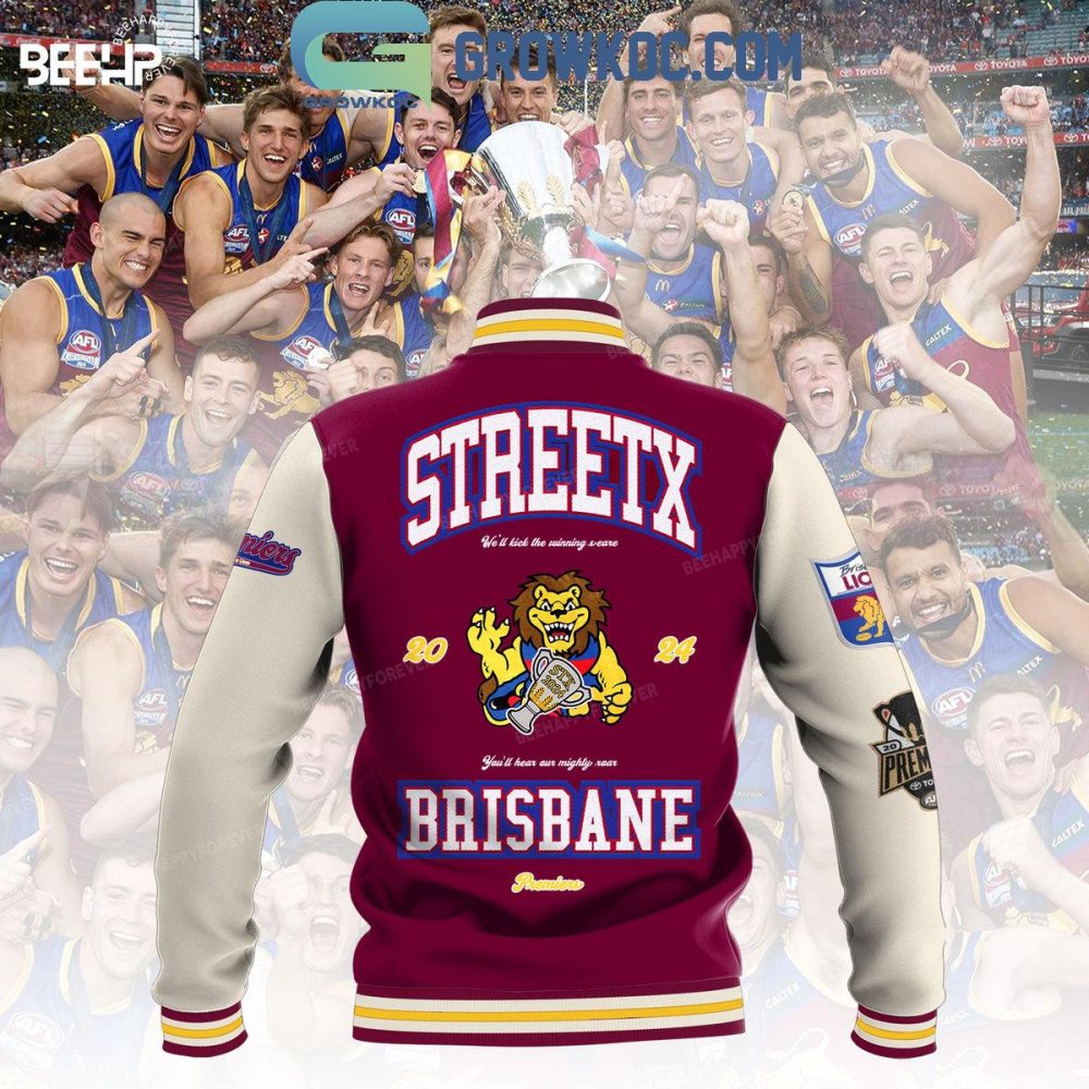 Streetx Brisbane Lions Varsity Jacket – Premium Afl Team Bomber, Retro Style, Limited Edition