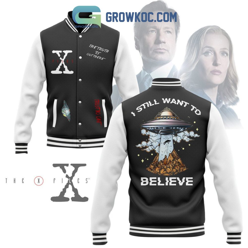 X-Files Varsity Jacket - 'I Still Want To Believe' Ufo Design - Stylish Fan Gear