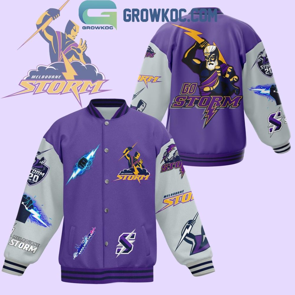 Melbourne Storm Varsity Jacket - Stylish Purple &amp; Grey Design For Fans