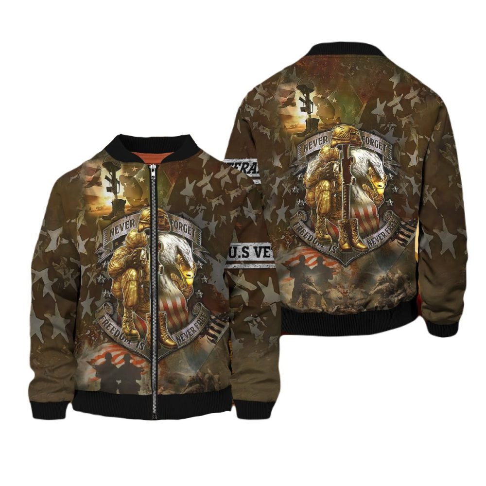 Veteran Bomber Jacket Freedom Is Never Free Bomber Brown Unisex Jacket Jacket