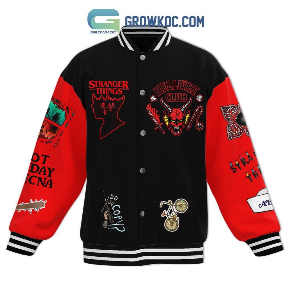 Retro Stranger Things Varsity Jacket – Hellfire Club Design, Friends Don'T Lie Graphic
