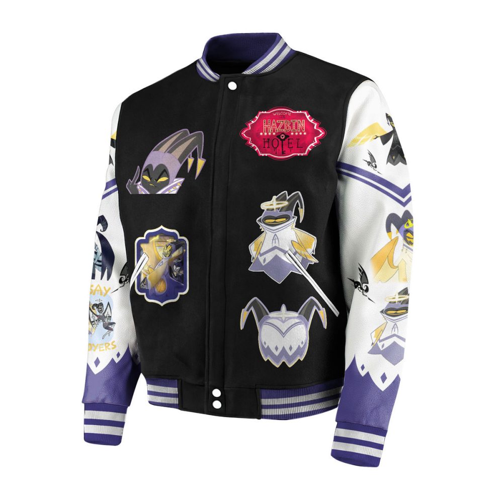 Stylish Hazbin Hotel Graphic Varsity Jacket - Unique Anime Design For Fans