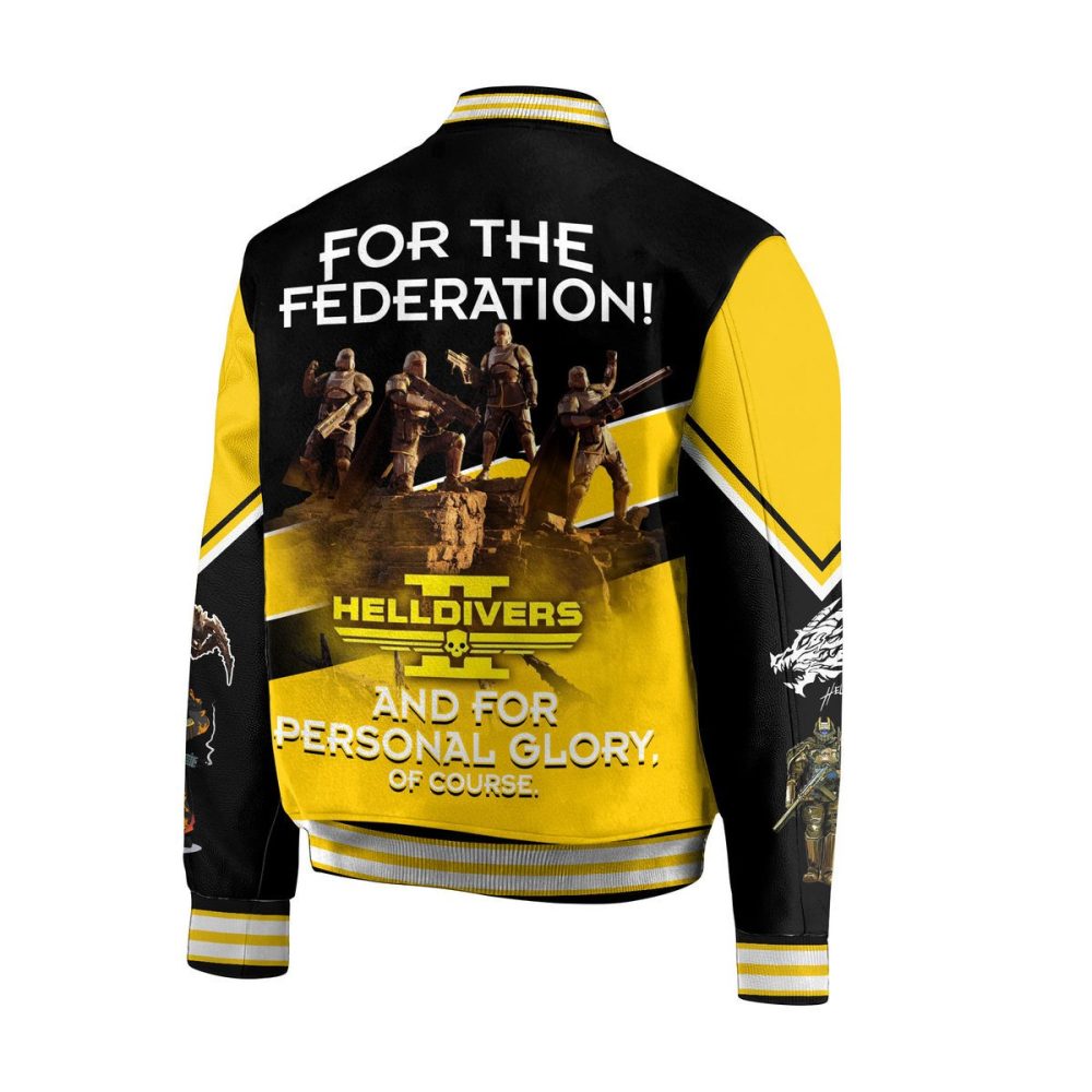 Helldivers Ii Varsity Jacket - Stylish Black &amp; Yellow Gamer Apparel For Galactic Heroes!