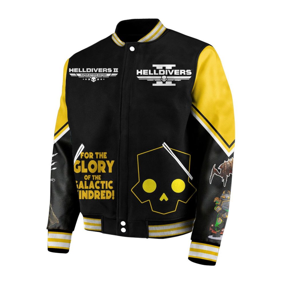 Helldivers Ii Varsity Jacket - Stylish Black &amp; Yellow Gamer Apparel For Galactic Heroes!
