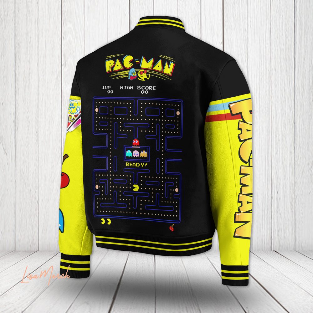 Retro Pac-Man Varsity Jacket - Iconic Arcade Game Design, Unisex, Limited Edition