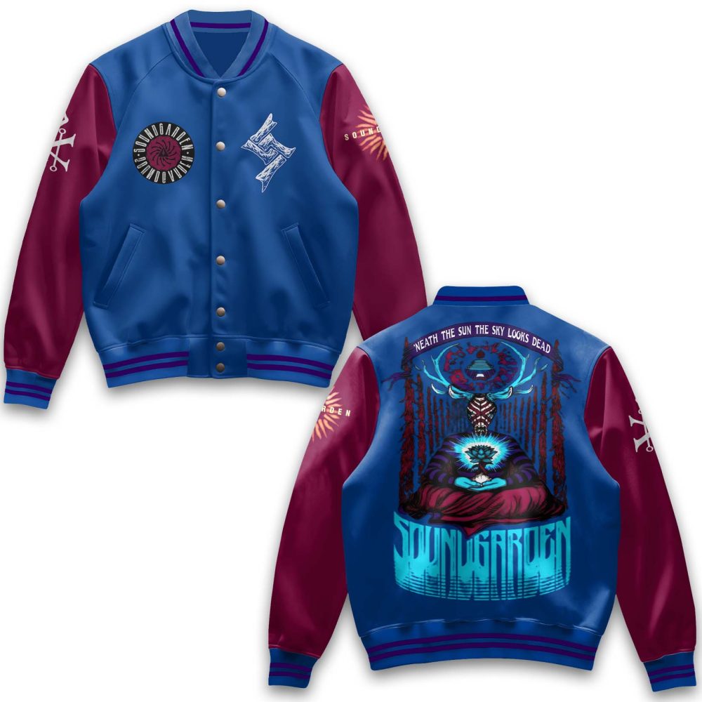 Limited Edition Soundgarden Varsity Jacket – Stylish Blue &amp; Maroon With Iconic Designs