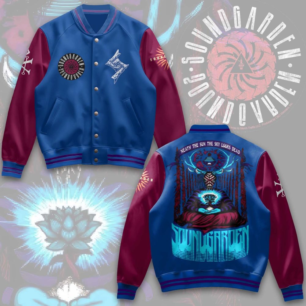 Limited Edition Soundgarden Varsity Jacket – Stylish Blue &amp; Maroon With Iconic Designs