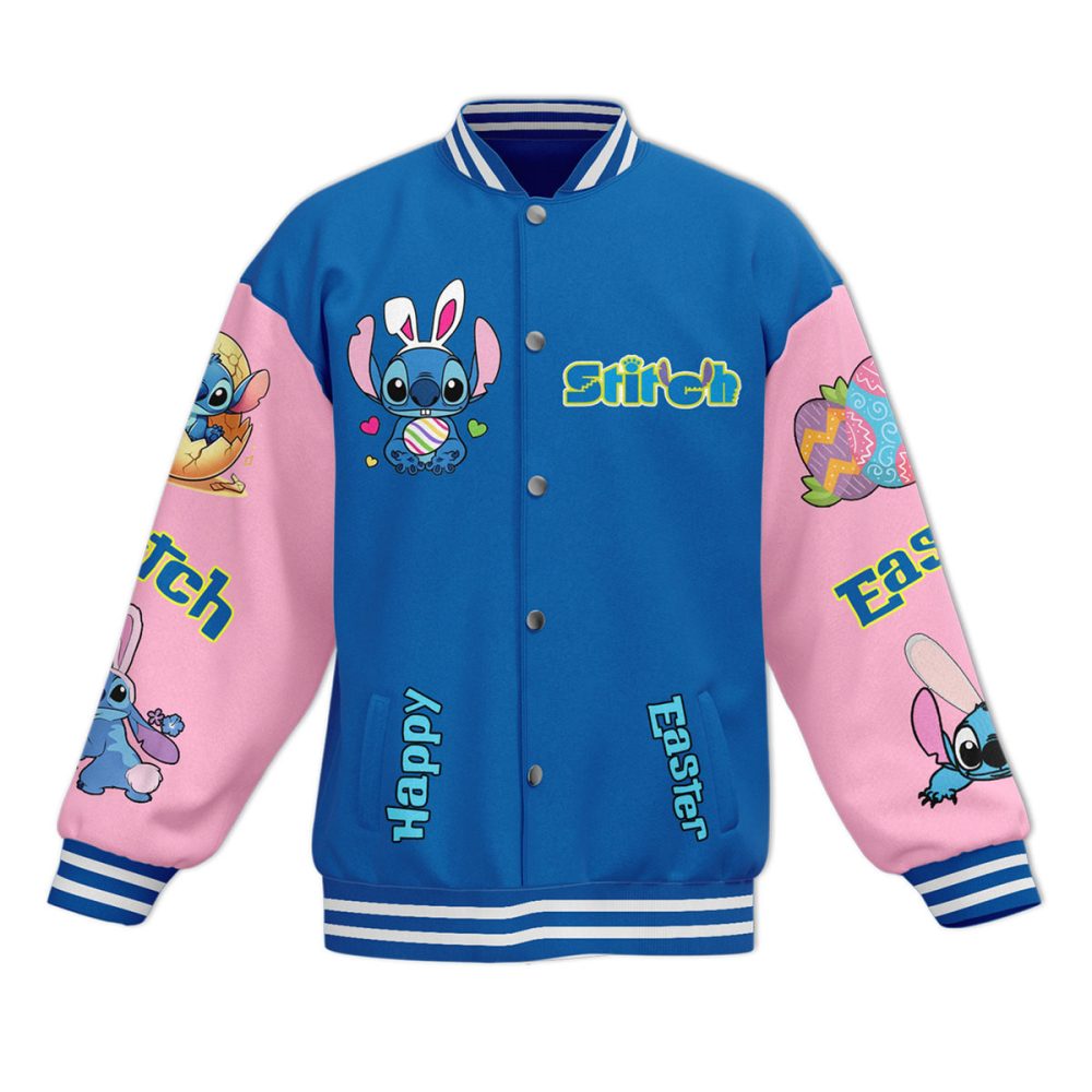 Stitch Easter Varsity Jacket - Cute &amp; Colorful Spring Style For Fans - Limited Edition