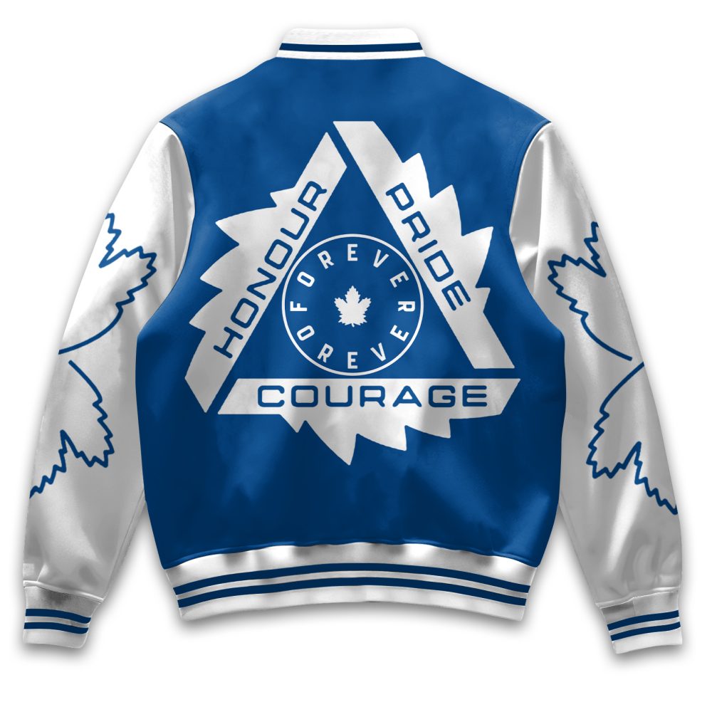 Toronto Maple Leafs Varsity Jacket - Blue &amp; White, Honour Pride Courage Design