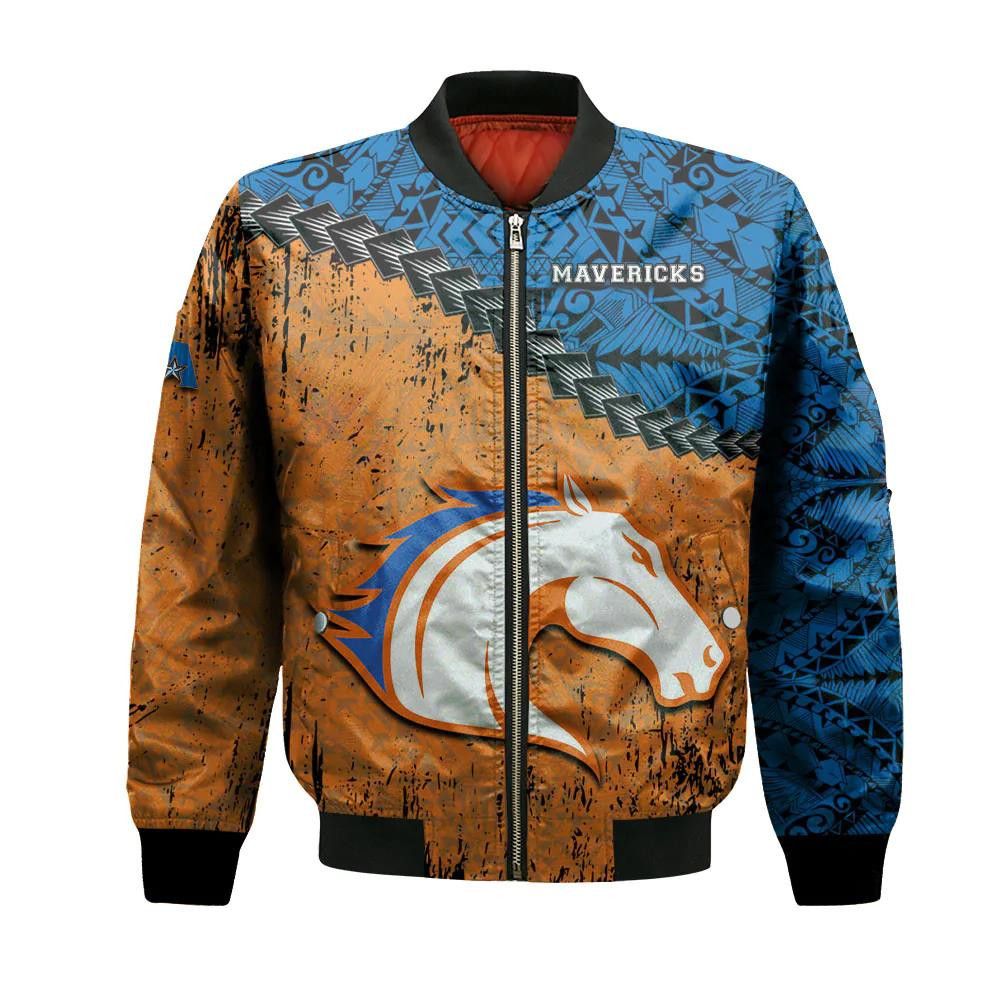 Texas-Arlington Mavericks Bomber Jacket 3D Printed Grunge Polynesian Tattoo