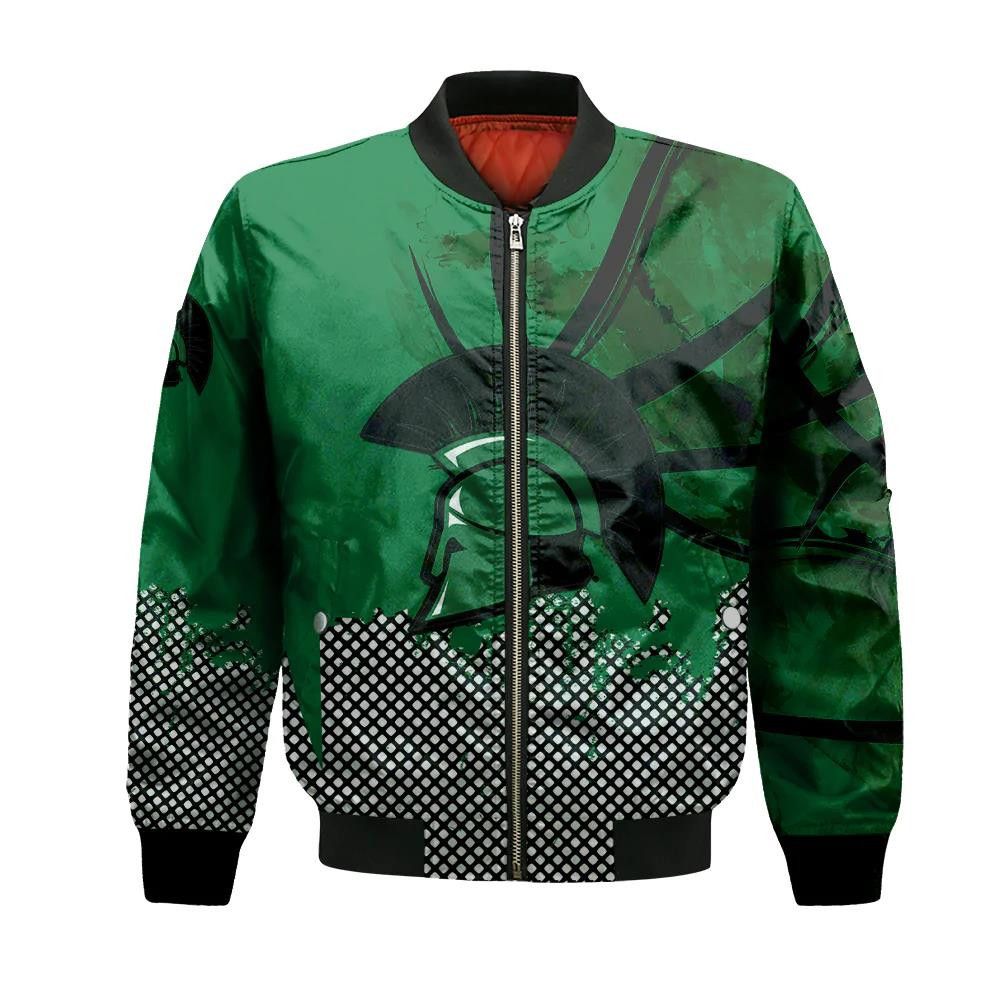 Usc Upstate Spartans Bomber Jacket 3D Printed Basketball Net Grunge Pattern
