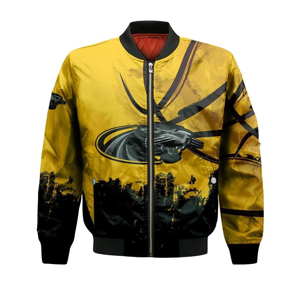 Wisconsin-Milwaukee Panthers Bomber Jacket 3D Printed Basketball Net Grunge Pattern
