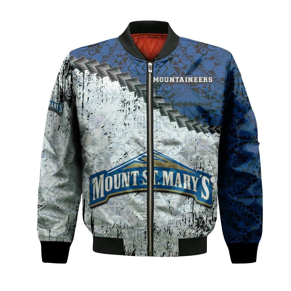 Mount St. Mary’S Mountaineers Bomber Jacket 3D Printed Grunge Polynesian Tattoo