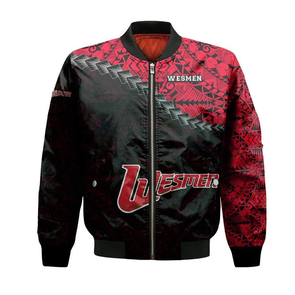 Winnipeg Wesmen Bomber Jacket 3D Printed Grunge Polynesian Tattoo