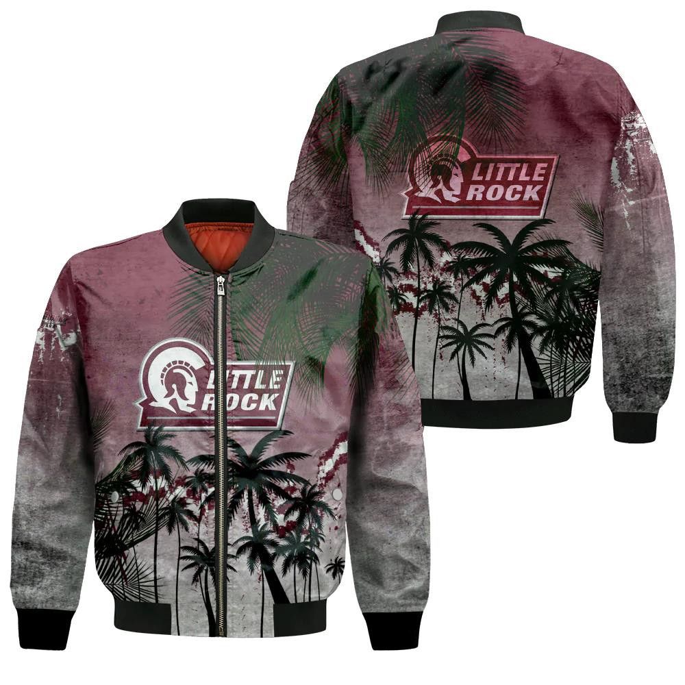 Little Rock Trojans Bomber Jacket 3D Printed Coconut Tree Tropical Grunge