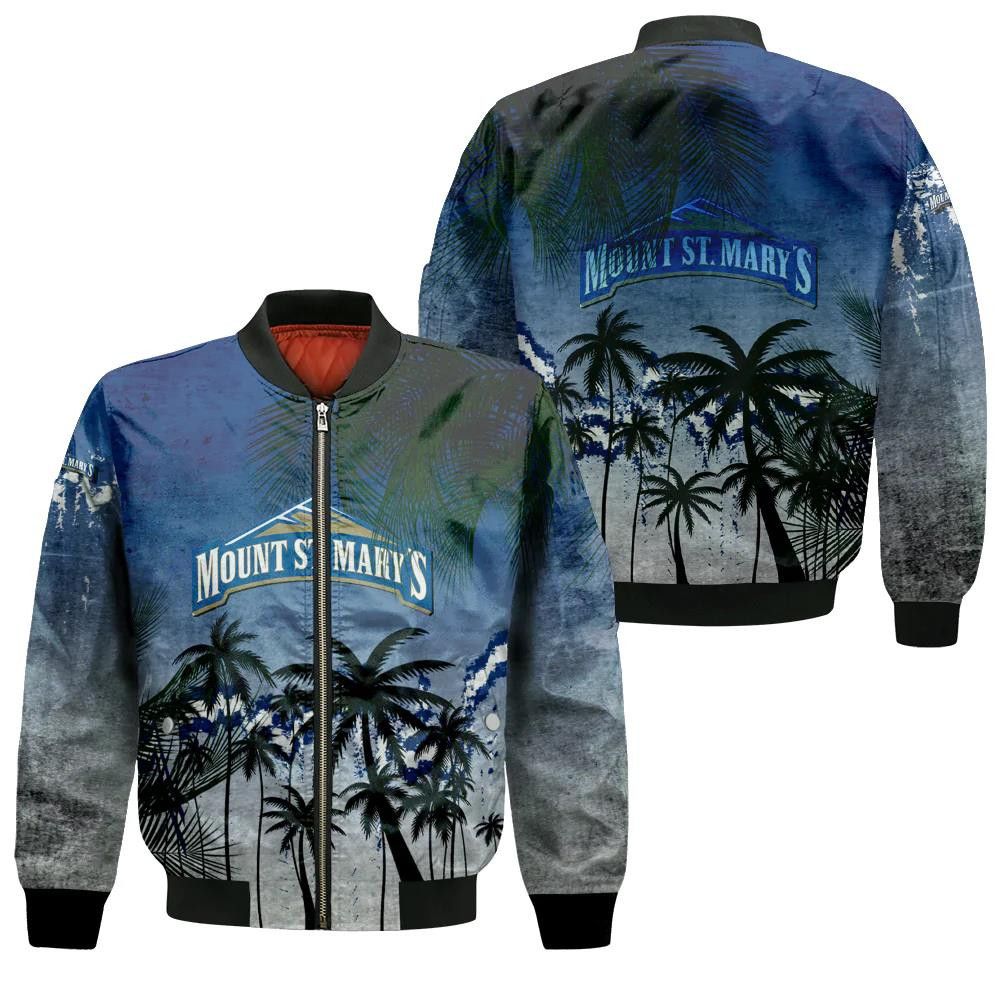 Mount St. Mary’S Mountaineers Bomber Jacket 3D Printed Coconut Tree Tropical Grunge