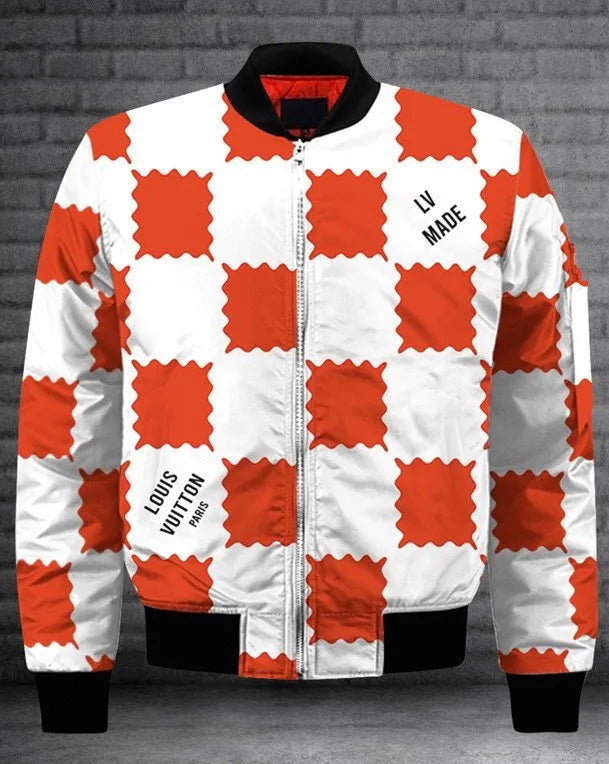 Louis Vuitton Paris Red White Fashion Luxury Brand Bomber Jacket For Men Women