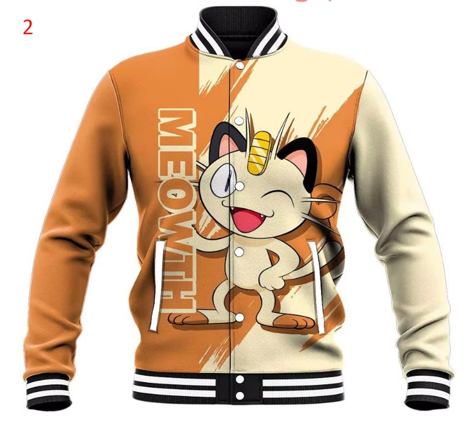 Stylish Meowth Varsity Jacket - Anime Fans' Must-Have Apparel