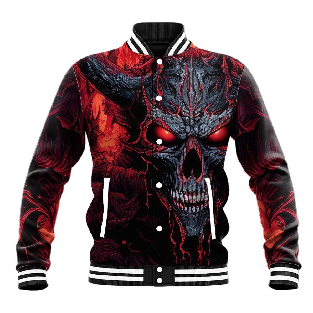 Demon Skull Baseball Jacket You Better Pray I Don'T Get Up Ts04